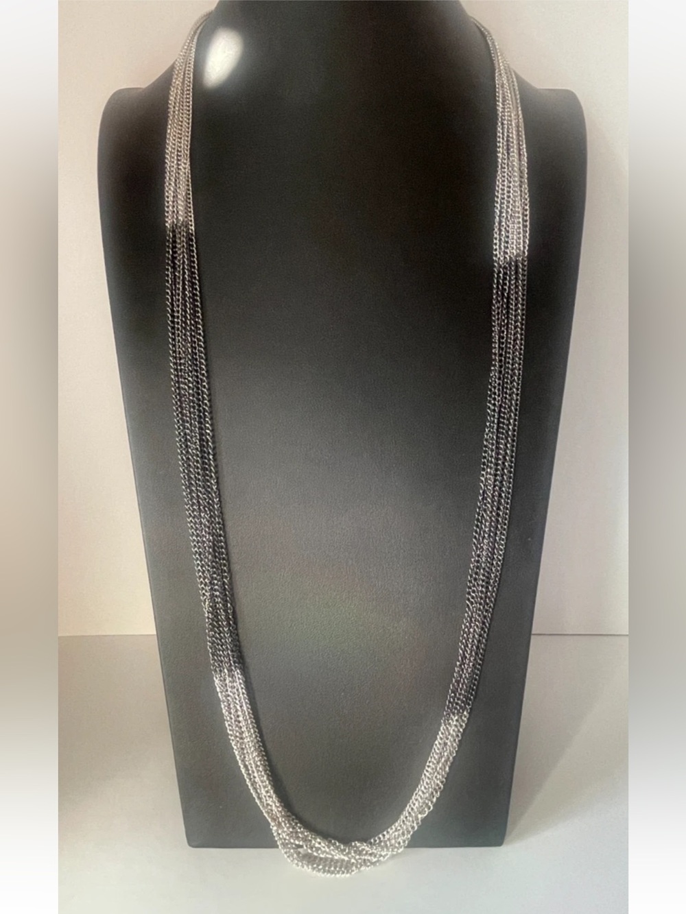 Premiere Designs Manhattan Silver Black 2 Tone 18” Long 8 Chain Necklace